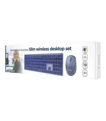 Gembird Backlight Pro Business Slim wireless desktop set KBS-ECLIPSE-M500 Keyboard and Mouse Set Wireless |