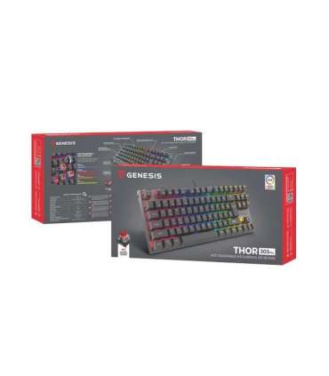 Genesis THOR 303 TKL Black Mechanical Gaming Keyboard Wired RGB LED light US USB Type-A 865 g |