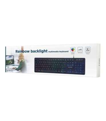 Gembird "Rainbow" Backlight Multimedia Keyboard KB-UML-02 Keyboard Wired US Black N/A