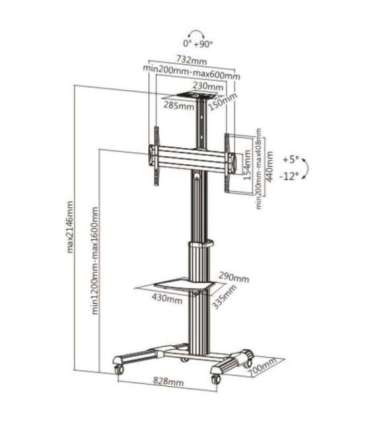 Techly Floor Support Trolley for LCD / LED / Plasma 37-70 with Shelf " ICA-TR15