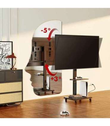 Stand / cart for TV Ergo-Office, max. load 50kg / 5kg shelf, max. VESA 600x400, built-in power strip, black, ER-304 B