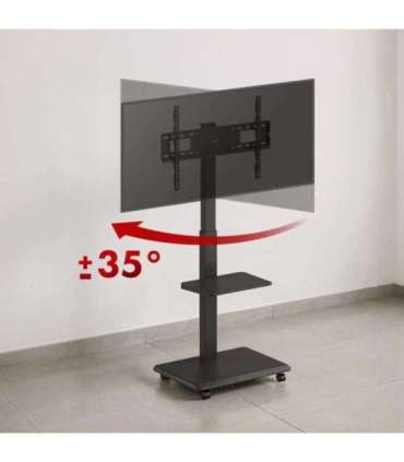 Stand / cart for TV Ergo-Office, max. load 50kg / 5kg shelf, max. VESA 600x400, built-in power strip, black, ER-304 B