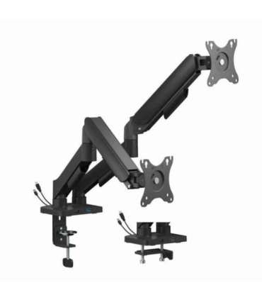 Gembird MA-DA2U-01 Adjustable desk 2-display mounting arm with USB ports, 17”-32”, black