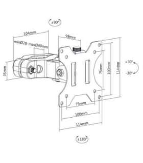 Maclean MC-983 LED LCD Monitor Pole Mount Bracket 8kg Holder Pipe Tube Diameter 28-60mm 17-32'' Screen