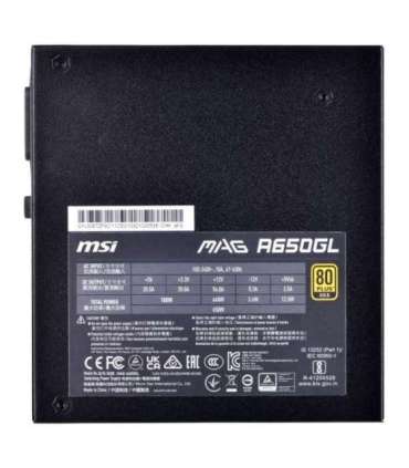 MSI MAG A650GL 650 W 120 mm 80 PLUS Gold power supply