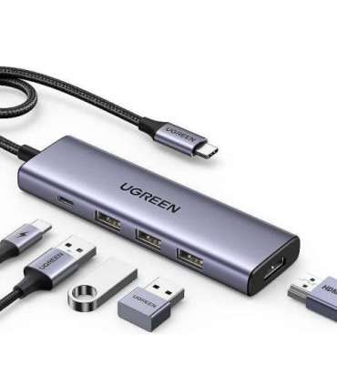 Ugreen 15596 laptop dock/port replicator Wired USB 3.2 Gen 1 (3.1 Gen 1) Type-A + Type-C Aluminium