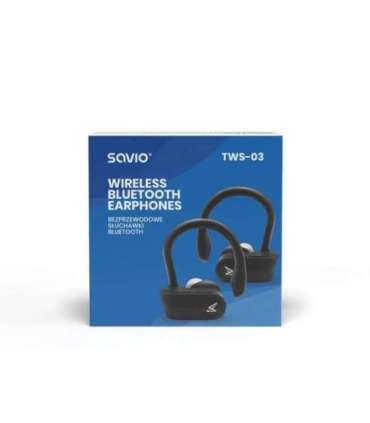 Savio TWS-03 Wireless Bluetooth Earphones, Black