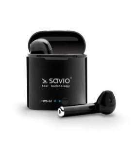 Savio TWS-02 Wireless Bluetooth Earphones, Black