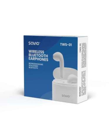Savio TWS-01 Wireless Bluetooth Earphones, White