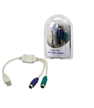 Logilink Adapter USB to PS/2 x2 :. Grey USB M 2x Mini DIN 6-pin FM 0.2 m