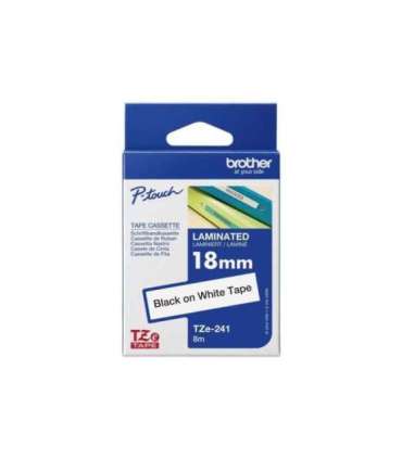 Brother TZ-241 Laminated Tape Black on White TZe 8 m 1.8 cm
