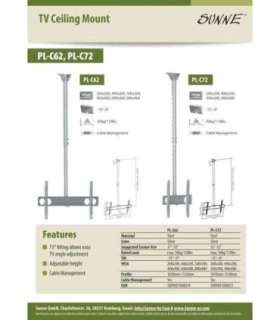 Sunne Ceiling mount PL-C62 Tilt 37-70 " Maximum weight (capacity) 50 kg Silver