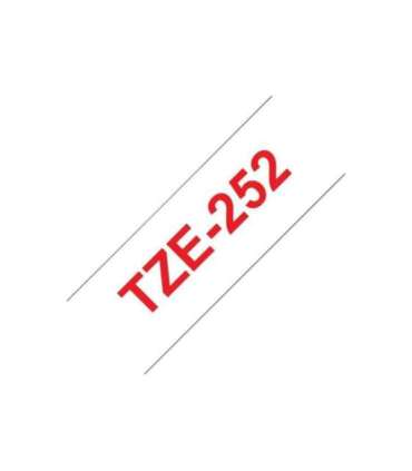 Brother TZe-252 Laminated Tape Red on White TZe 8 m 2.4 cm