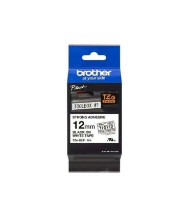 Brother TZ-S231 Strong Adhesive Laminated Tape Black on White TZe 8 m 1.2 cm
