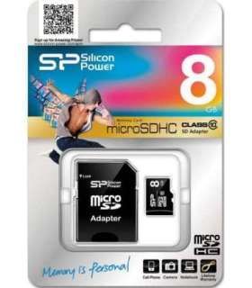 Silicon Power 8 GB MicroSDHC Flash memory class 10 SD adapter