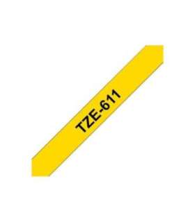 Brother TZe-611 Laminated Tape Black on Yellow TZe 8 m 6 cm