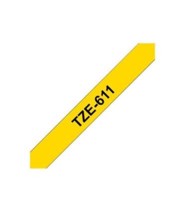 Brother TZe-611 Laminated Tape Black on Yellow TZe 8 m 6 cm