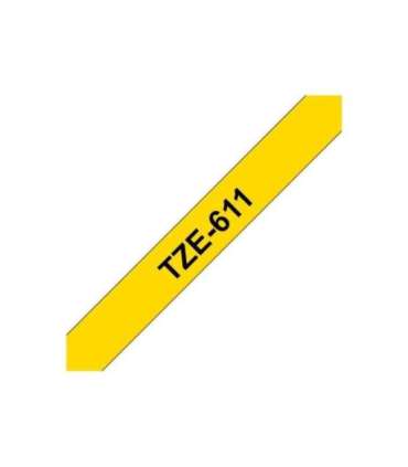 Brother TZe-611 Laminated Tape Black on Yellow TZe 8 m 6 cm