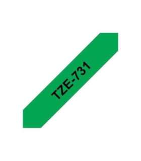 Brother TZe-731 Laminated Tape Black on Green TZe 8 m 1.2 cm