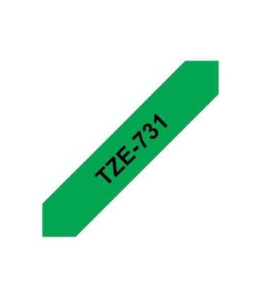Brother TZe-731 Laminated Tape Black on Green TZe 8 m 1.2 cm