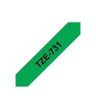Brother TZe-731 Laminated Tape Black on Green TZe 8 m 1.2 cm