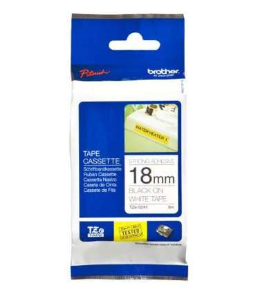 Brother TZe-S241 Strong Adhesive Laminated Tape Black on White TZe 8 m 1.8 cm