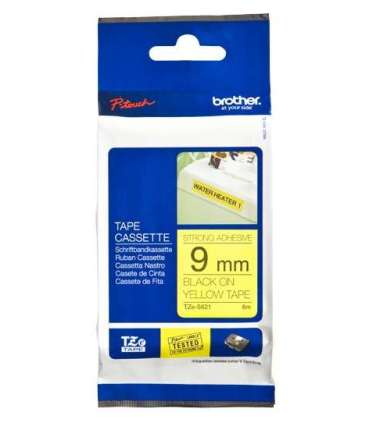 Brother TZe-S621 Strong Adhesive Laminated Tape Black on Yellow TZe 8 m 9 cm