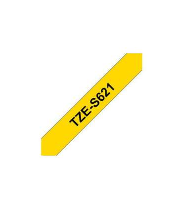 Brother TZe-S621 Strong Adhesive Laminated Tape Black on Yellow TZe 8 m 9 cm