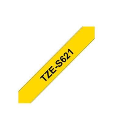 Brother TZe-S621 Strong Adhesive Laminated Tape Black on Yellow TZe 8 m 9 cm