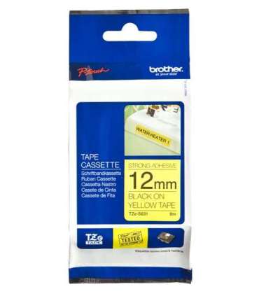 Brother TZe-S631 Strong Adhesive Laminated Tape Black on Yellow TZe 8 m 1.2 cm