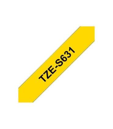 Brother TZe-S631 Strong Adhesive Laminated Tape Black on Yellow TZe 8 m 1.2 cm