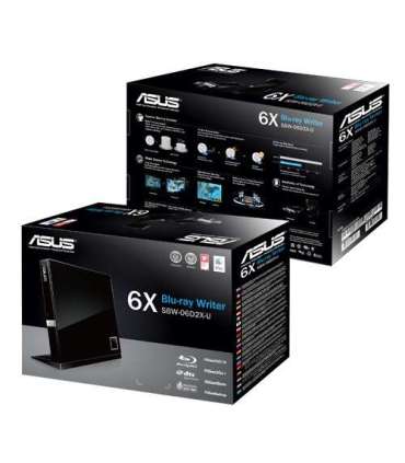 Asus SBW-06D2X-U Interface USB 2.0 DVD±RW CD read speed 24 x CD write speed 24 x Black