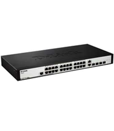 D-LINK DGS-1210-28, Gigabit Smart Switch with 24 10/100/1000Base-T ports and 4 Gigabit MiniGBIC (SFP) ports, 802.3x Flow