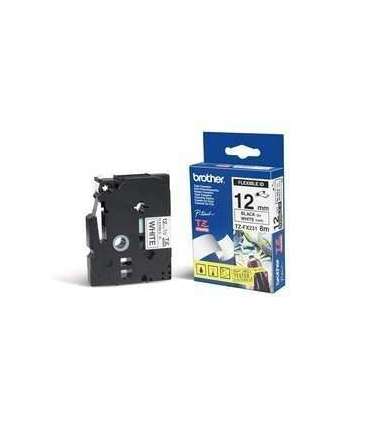 Brother TZe-FX231 Flexible ID Laminated Tape Black on White TZe 8 m 1.2 cm