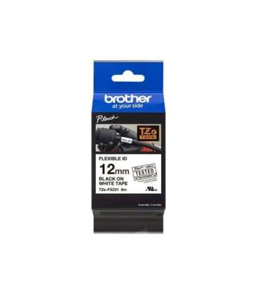 Brother TZe-FX231 Flexible ID Laminated Tape Black on White TZe 8 m 1.2 cm
