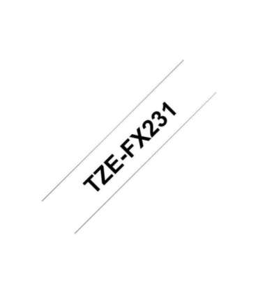 Brother TZe-FX231 Flexible ID Laminated Tape Black on White TZe 8 m 1.2 cm