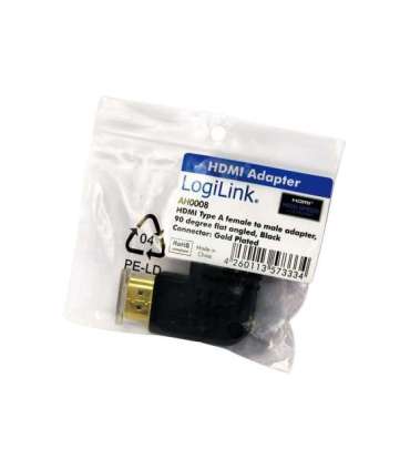 HDMI Adapter, AM to AF in 90 degree flat angled Logilink