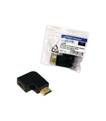 HDMI Adapter, AM to AF in 90 degree flat angled Logilink