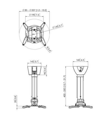 Vogels Projector Ceiling mount PPC1540W Maximum weight (capacity) 15 kg White