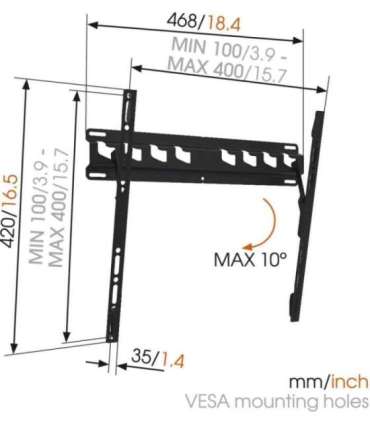 Vogels Wall mount MA3010-A1 Tilt 32-55 " Maximum weight (capacity) 40 kg Black