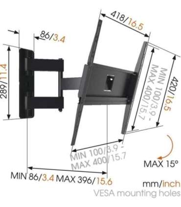 Vogels Wall mount MA3040-A1 Full Motion 32-65 " Maximum weight (capacity) 25 kg Black