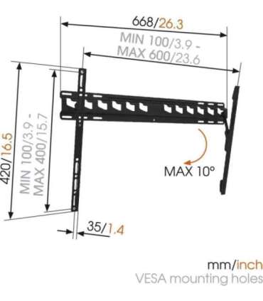 Vogels Wall mount MA4010-A1 Tilt 40-65 " Maximum weight (capacity) 60 kg Black