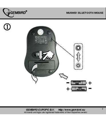 Gembird MUSWB2 6 button Optical Bluetooth mouse Black, Grey