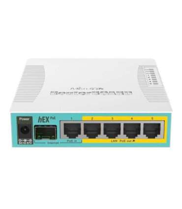 Mikrotik Wired Ethernet Router RB960PGS, hEX PoE, CPU 800MHz, 128MB RAM, 16MB, 1xSFP, 5xGigabit LAN, 1xUSB, Power Output
