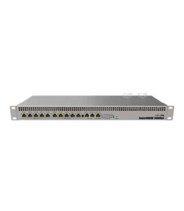 Mikrotik Wired Ethernet Router RB1100x4, 1U Rackmount, Quad core 1.4GHz CPU, 1 GB RAM, 128 MB, 13xGigabit LAN, 1xSerial