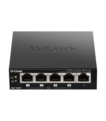D-Link Switch DGS-1005P Unmanaged Desktop Gigabit Ethernet (copper) ports quantity 5 Power over Ethernet
