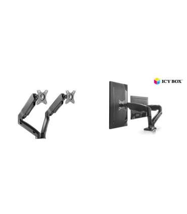ICY BOX IB-MS304-T, Monitor stand with desk mounted base, for two screens, size up to 27'' Raidsonic