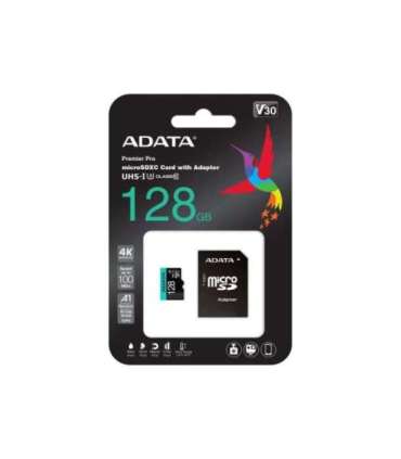 ADATA Premier Pro UHS-I U3 128 GB micro SDXC Flash memory class 10 with Adapter