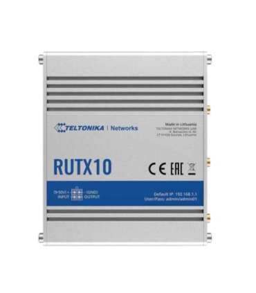 Industrial Router RUTX10 802.11ac 867 Mbit/s 10/100/1000 Mbit/s Ethernet LAN (RJ-45) ports 4 Mesh Support No