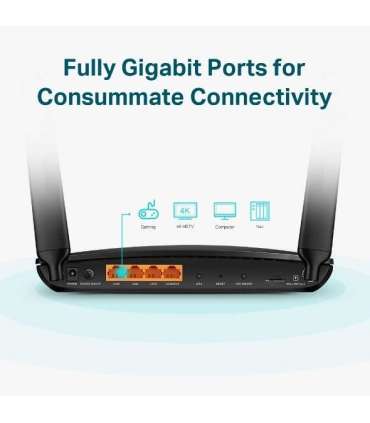 4G+ LTE Router Archer MR600 802.11ac 300+867 Mbit/s 10/100/1000 Mbit/s Ethernet LAN (RJ-45) ports 3 Mesh